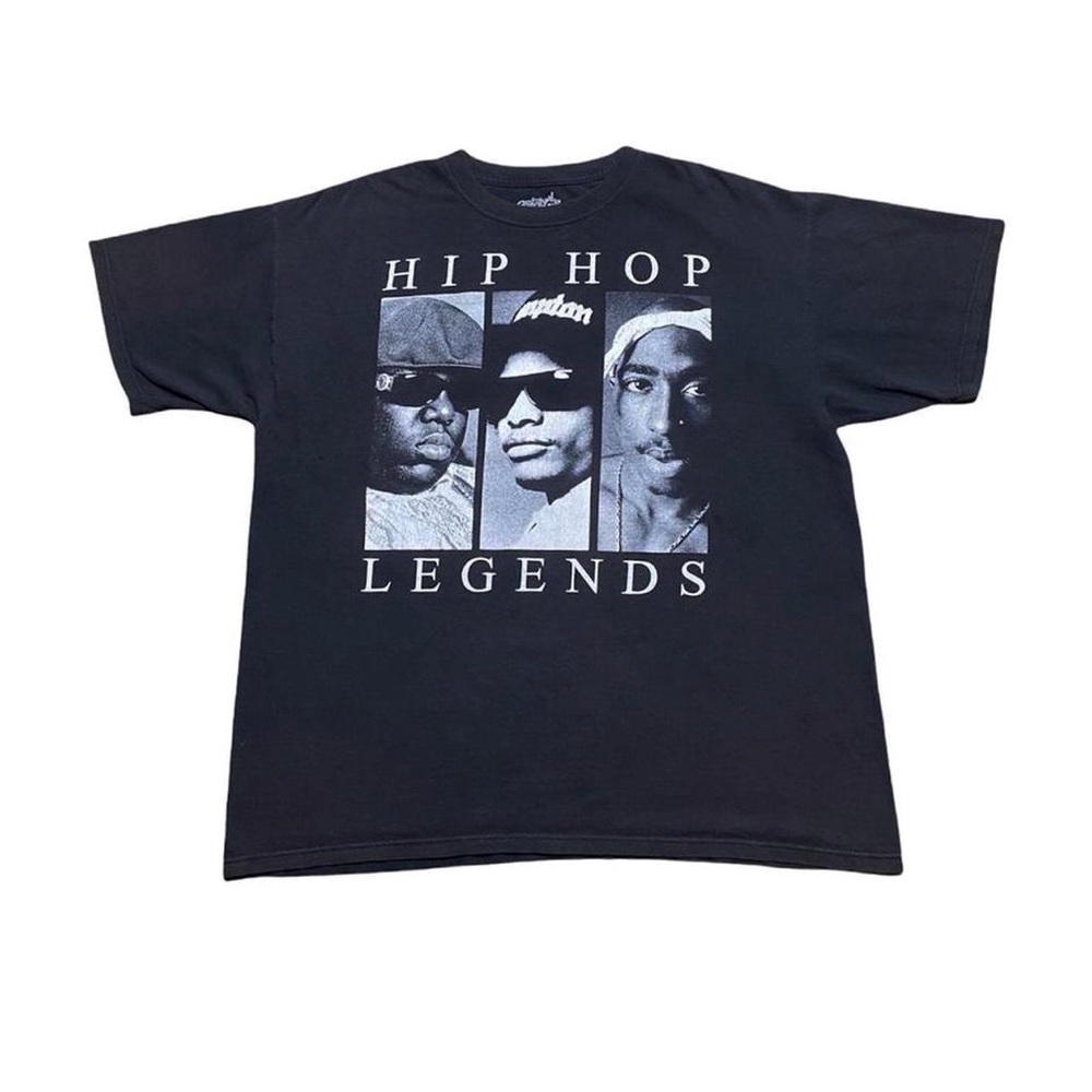 🎱 Black Tupac Biggie Smalls Eazy E vintage printed hip hop legends tee shirt